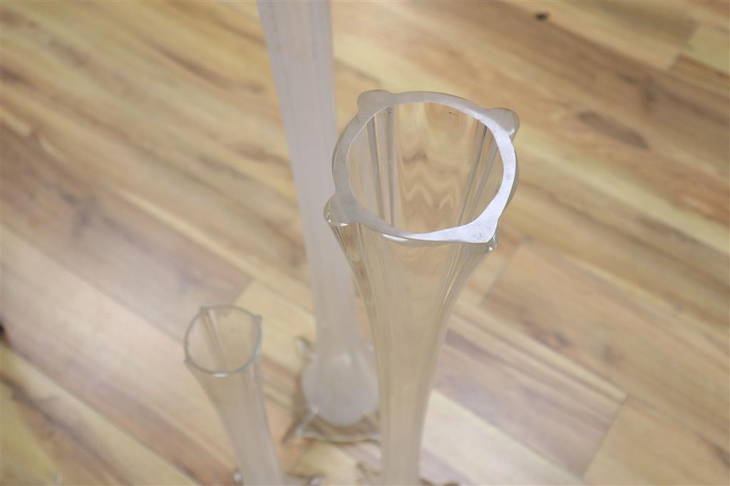 A tall waisted hand-blown glass vase by Industria Vetraria Valdarnese (IVV), Italy and two similar vases, tallest approx H 99cm